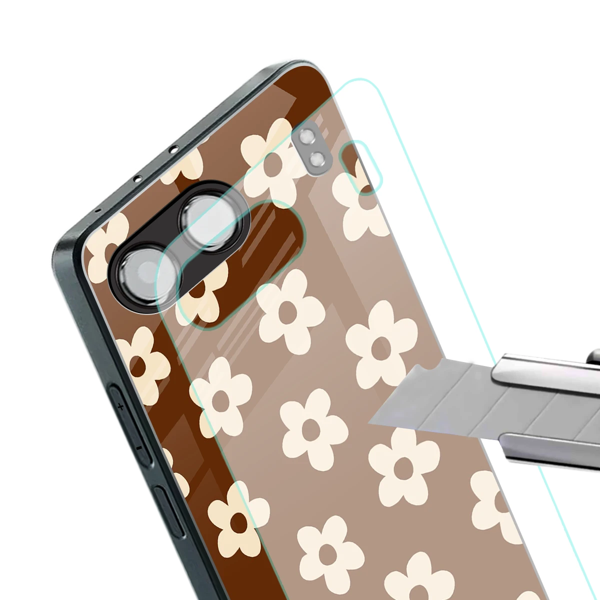 Brown Flowers stylish phone case for oneplus nord 4 | glossy glass and slim fit
