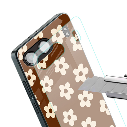 Brown Flowers stylish phone case for oneplus nord 4 | glossy glass and slim fit