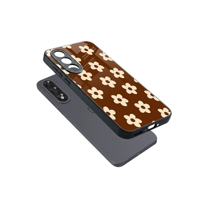Brown Flowers sleek oneplus nord 5 cover with tempered glass back and TPU edges