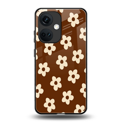 Brown Flowers back phone cover | glass case for oneplus nord ce 3