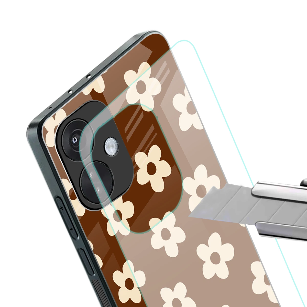 Brown Flowers stylish phone case for oneplus nord ce 3 | glossy glass and slim fit