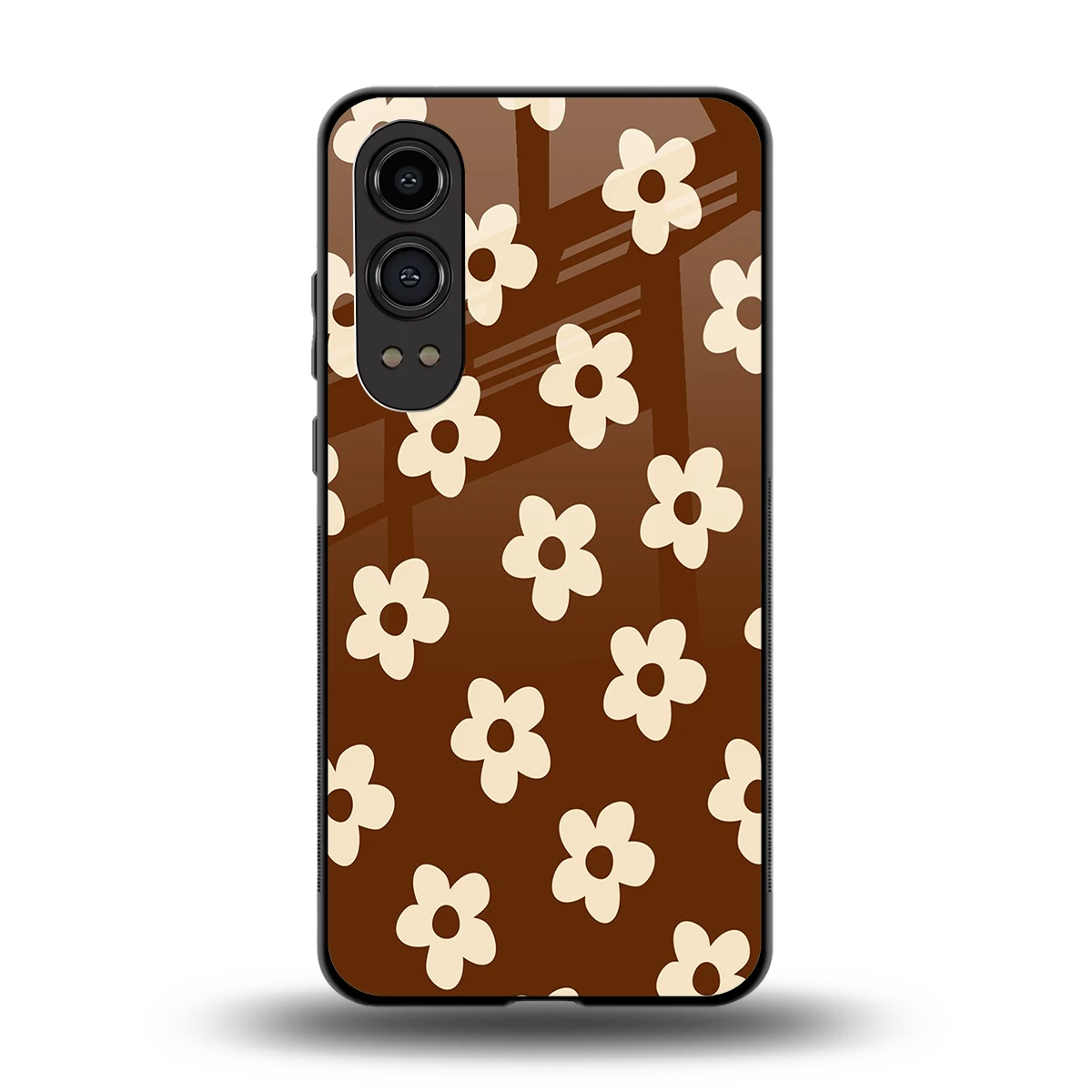 Brown Flowers back phone cover | glass case for oneplus nord ce 4 lite