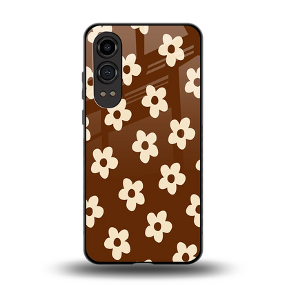 Brown Flowers back phone cover | glass case for oneplus nord ce 4 lite