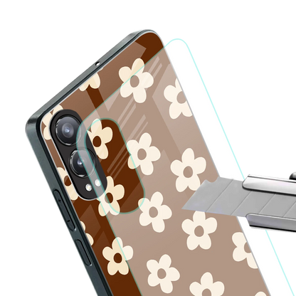 Brown Flowers stylish phone case for oneplus nord ce 4 lite | glossy glass and slim fit