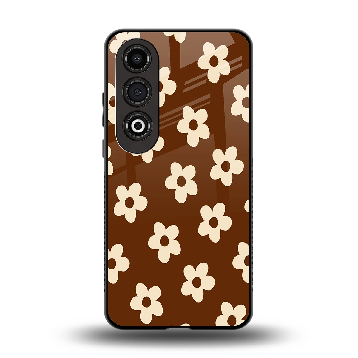 Brown Flowers back phone cover | glass case for oneplus nord ce 4