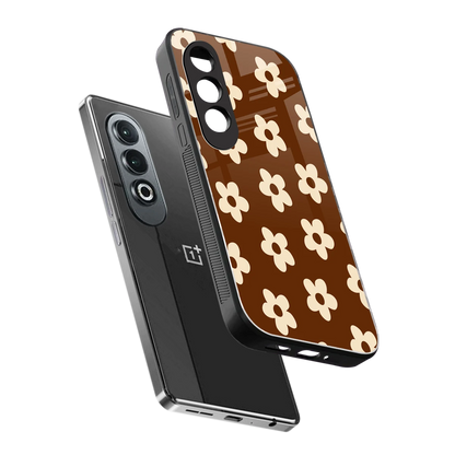 Brown Flowers sleek oneplus nord ce 4 cover with tempered glass back and TPU edges