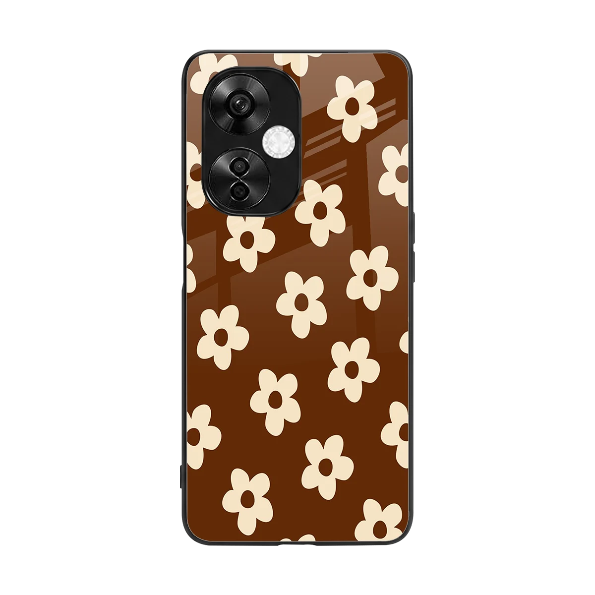 Brown Flowers back phone cover | glass case for oneplus nord ce 3 lite