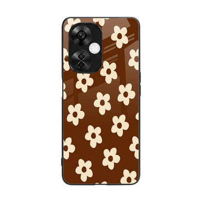 Brown Flowers back phone cover | glass case for oneplus nord ce 3 lite