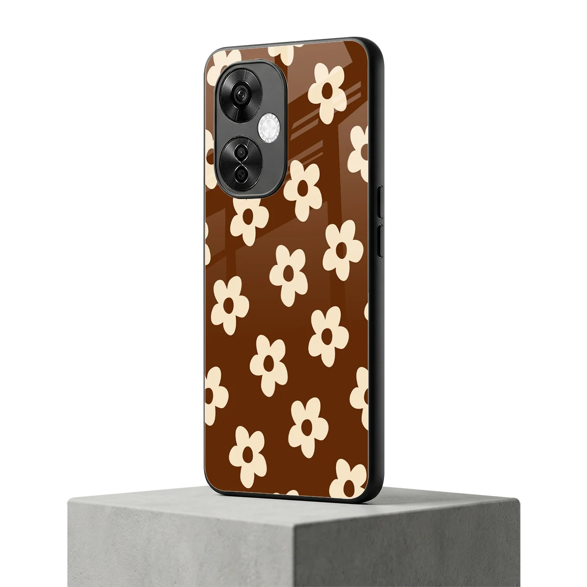 Brown Flowers oneplus nord ce 3 lite mobile cover | shockproof glass phone case