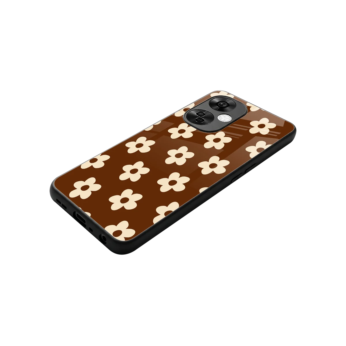 Brown Flowers stylish phone case for oneplus nord ce 3 lite | glossy glass and slim fit