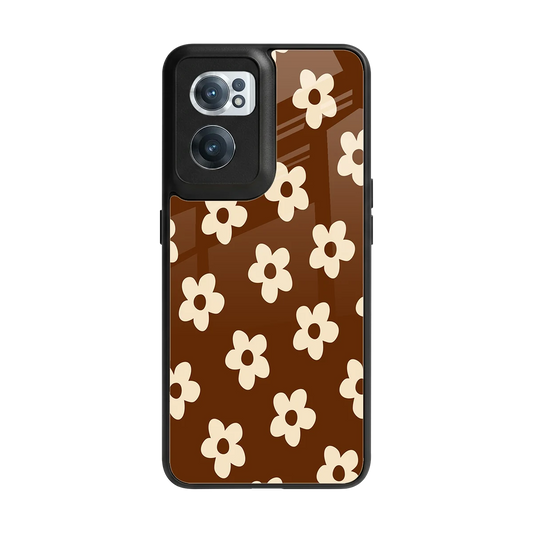 Brown Flowers back phone cover | glass case for oneplus nord ce 2