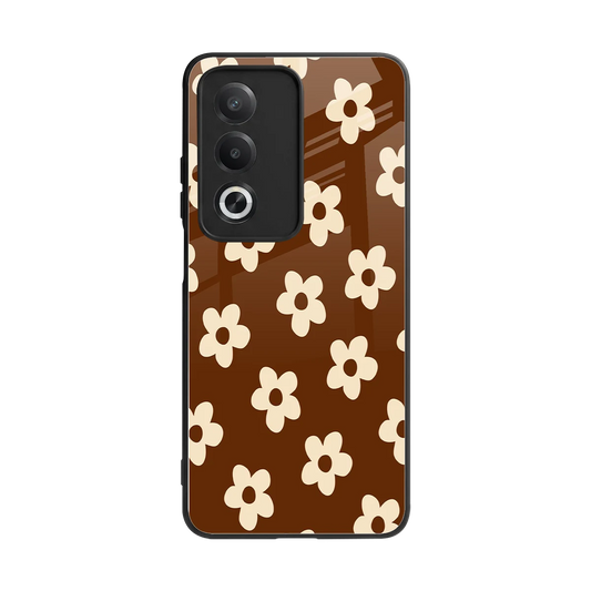 Brown Flowers back phone cover | glass case for oppo a3 pro