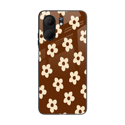 Brown Flowers back phone cover | glass case for oppo a5x 5g