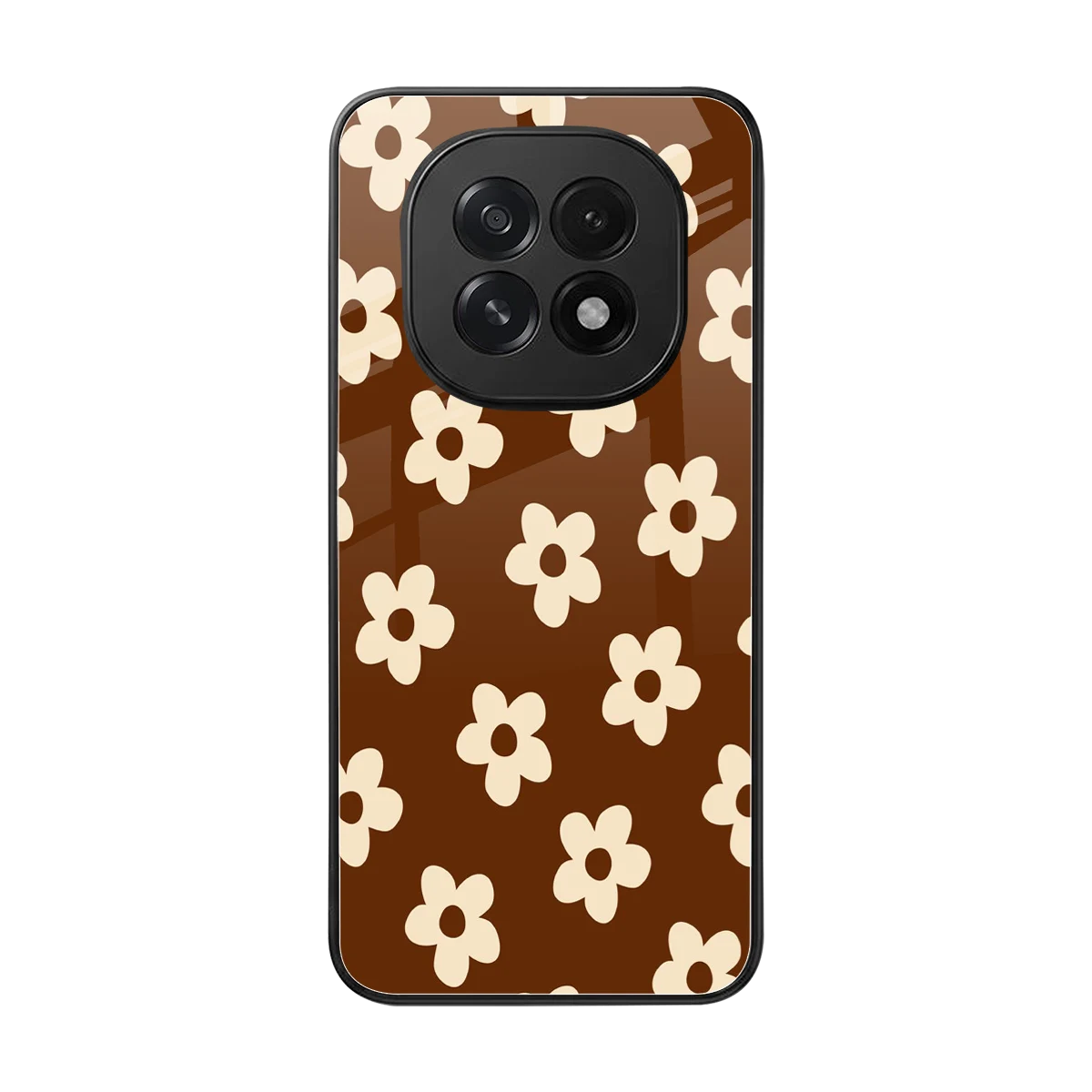 Brown Flowers back phone cover | glass case for oppo f29 5g