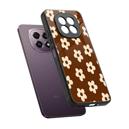 Brown Flowers sleek oppo f29 5g cover with tempered glass back and TPU edges