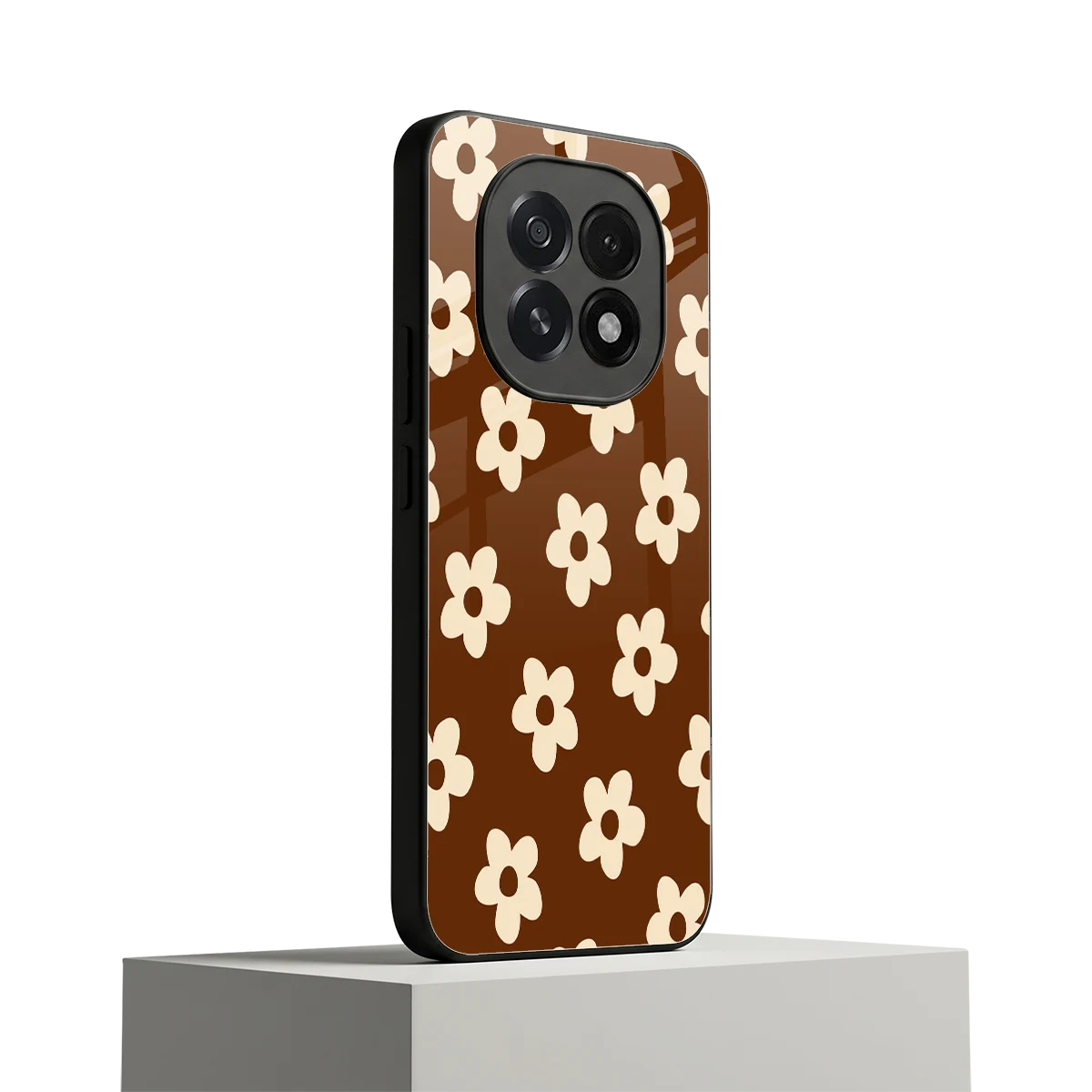 Brown Flowers oppo f29 5g mobile cover | shockproof glass phone case