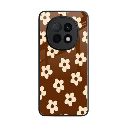 Brown Flowers back phone cover | glass case for oppo f29 pro 5g