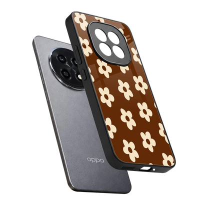 Brown Flowers sleek oppo f29 pro 5g cover with tempered glass back and TPU edges