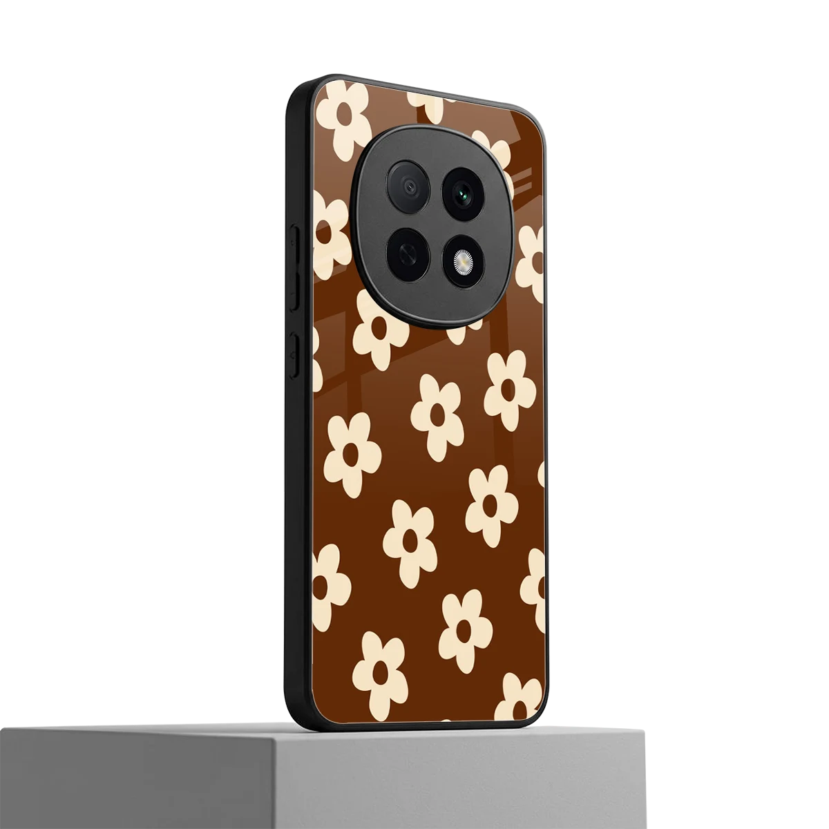 Brown Flowers oppo f29 pro 5g mobile cover | shockproof glass phone case