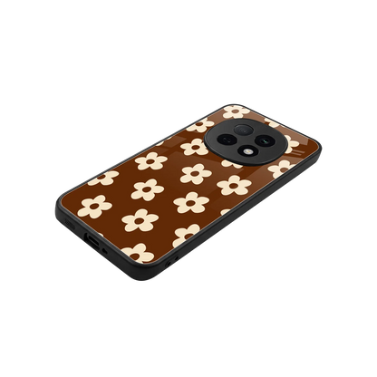 Brown Flowers stylish phone case for oppo f29 pro 5g | glossy glass and slim fit