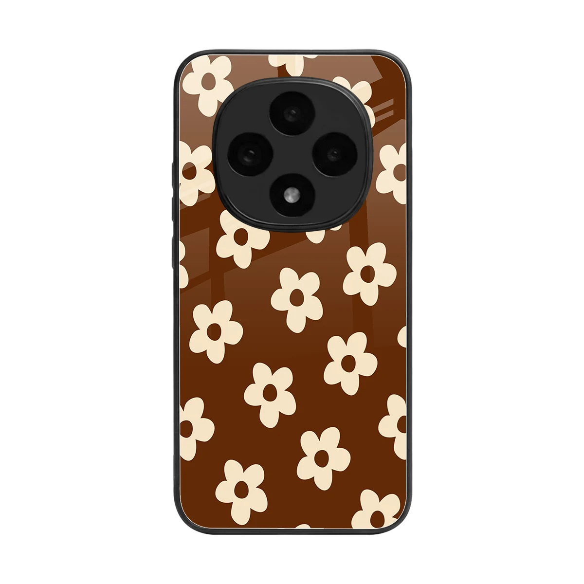 Brown Flowers back phone cover | glass case for oppo f31 pro 5g