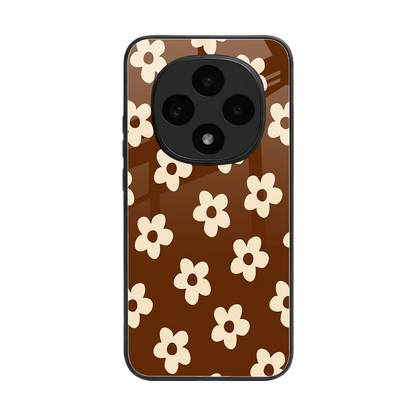 Brown Flowers back phone cover | glass case for oppo f31 pro 5g