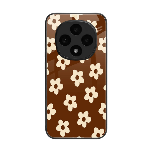 Brown Flowers back phone cover | glass case for oppo f31 pro 5g