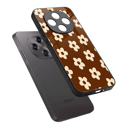 Brown Flowers sleek oppo f31 pro 5g cover with tempered glass back and TPU edges