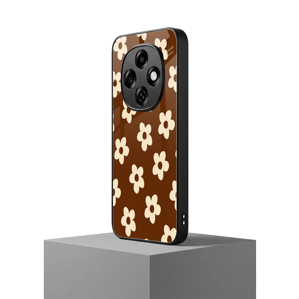 Brown Flowers oppo f31 pro 5g mobile cover | shockproof glass phone case