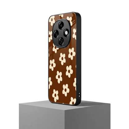 Brown Flowers oppo f31 pro 5g mobile cover | shockproof glass phone case
