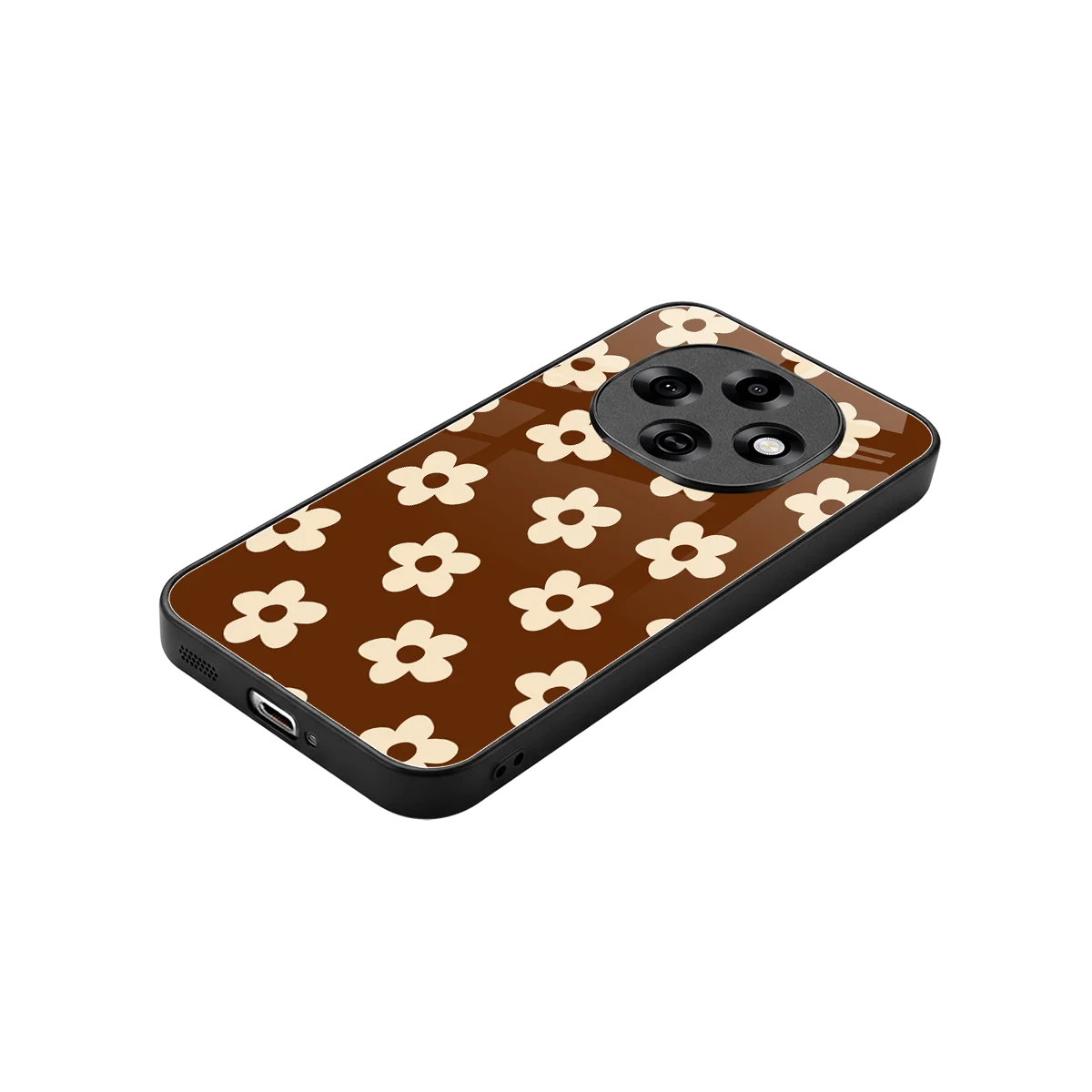 Brown Flowers stylish phone case for oppo f31 pro 5g | glossy glass and slim fit
