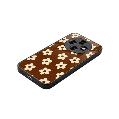 Brown Flowers stylish phone case for oppo f31 pro 5g | glossy glass and slim fit