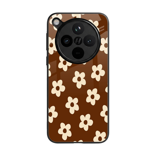 Brown Flowers back phone cover | glass case for oppo find x8