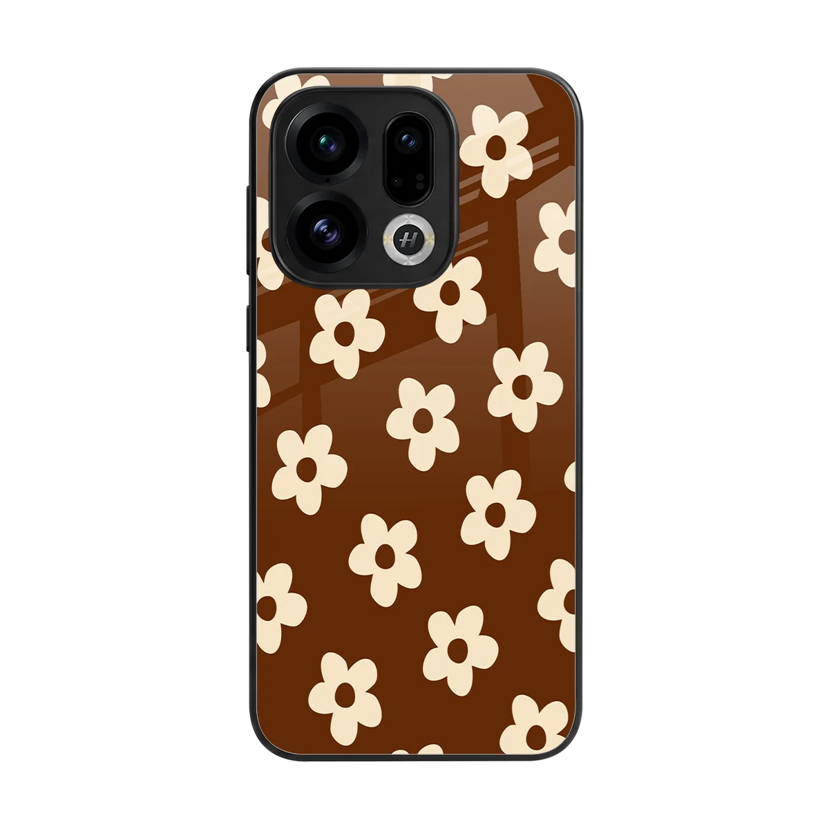 Brown Flowers back phone cover | glass case for oppo find x9