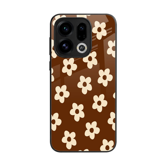 Brown Flowers back phone cover | glass case for oppo find x9