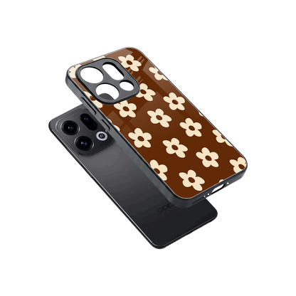 Brown Flowers sleek oppo find x9 cover with tempered glass back and TPU edges