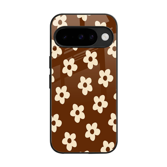 Brown Flowers back phone cover | glass case for google pixel 10