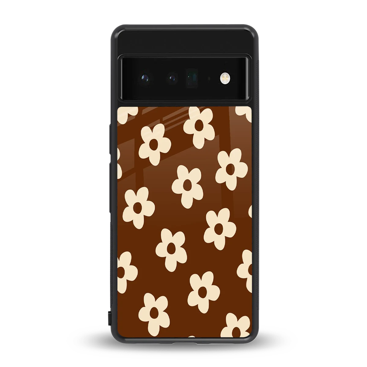 Brown Flowers back phone cover | glass case for google pixel 6 pro