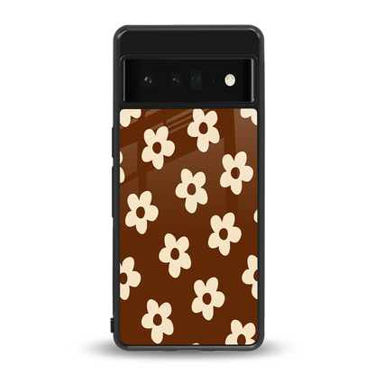 Brown Flowers back phone cover | glass case for google pixel 6 pro