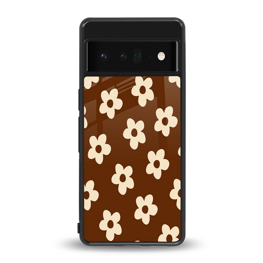Brown Flowers back phone cover | glass case for google pixel 6 pro