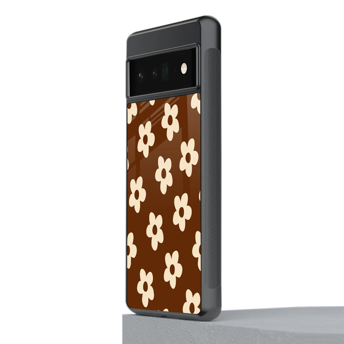 Brown Flowers stylish phone case for google pixel 6 pro | glossy glass and slim fit