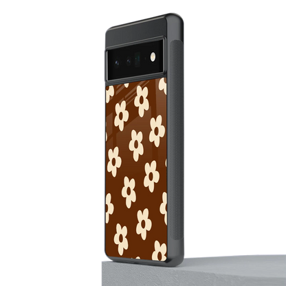 Brown Flowers stylish phone case for google pixel 6 pro | glossy glass and slim fit