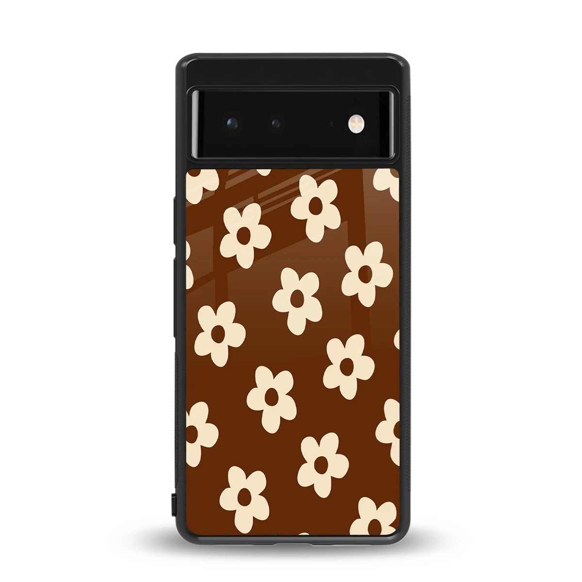 Brown Flowers back phone cover | glass case for google pixel 6
