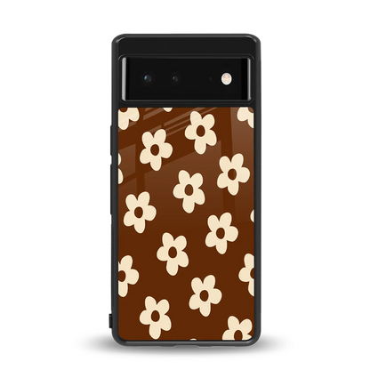 Brown Flowers back phone cover | glass case for google pixel 6
