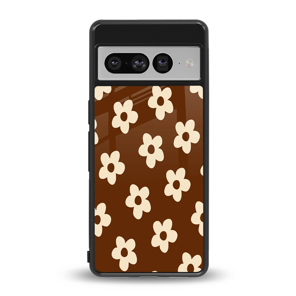 Brown Flowers back phone cover | glass case for google pixel 7 pro