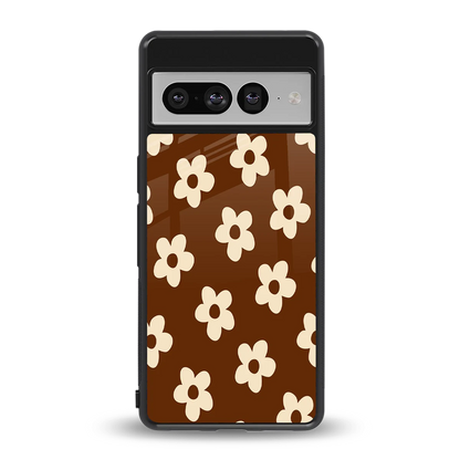Brown Flowers back phone cover | glass case for google pixel 7 pro