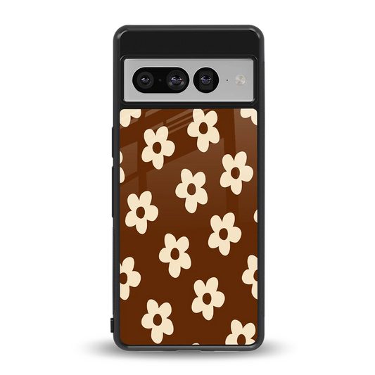 Brown Flowers back phone cover | glass case for google pixel 7 pro