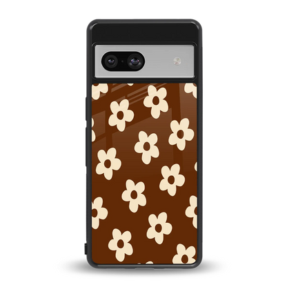 Brown Flowers back phone cover | glass case for google pixel 7a