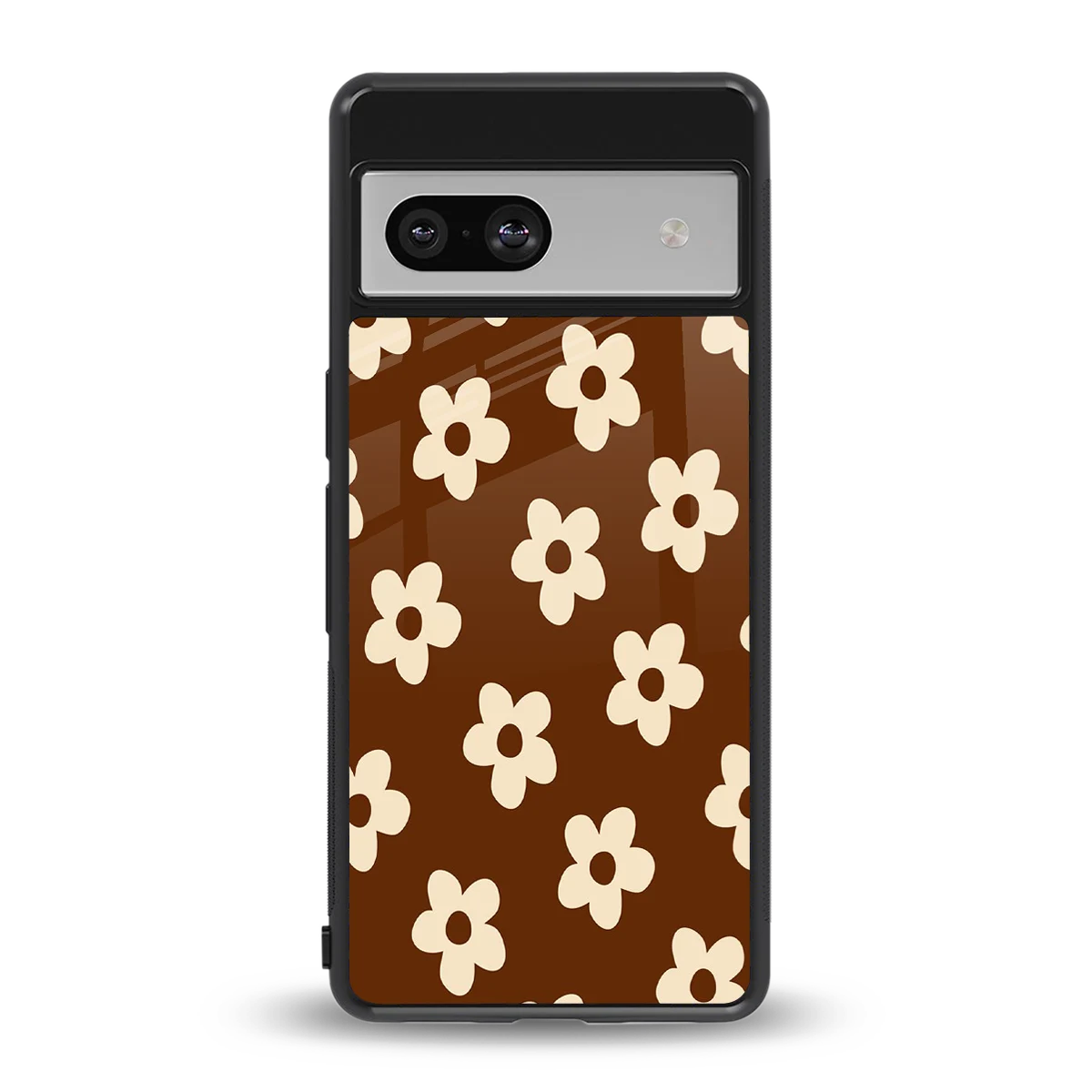 Brown Flowers back phone cover | glass case for google pixel 7