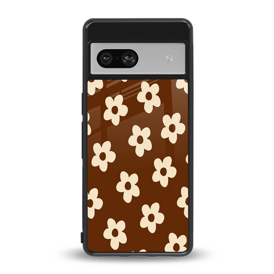 Brown Flowers back phone cover | glass case for google pixel 7